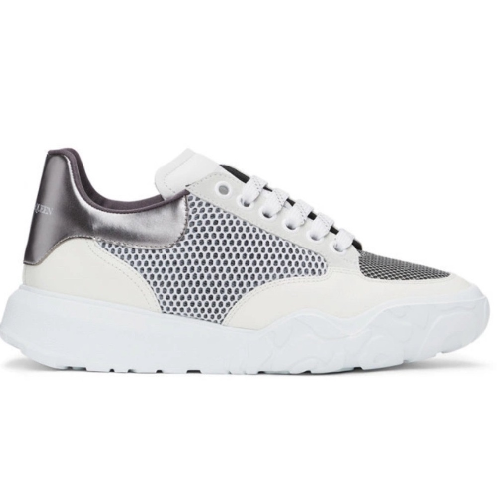 Alexander McQueen Off-White and Grey Court Trainer Sneakers